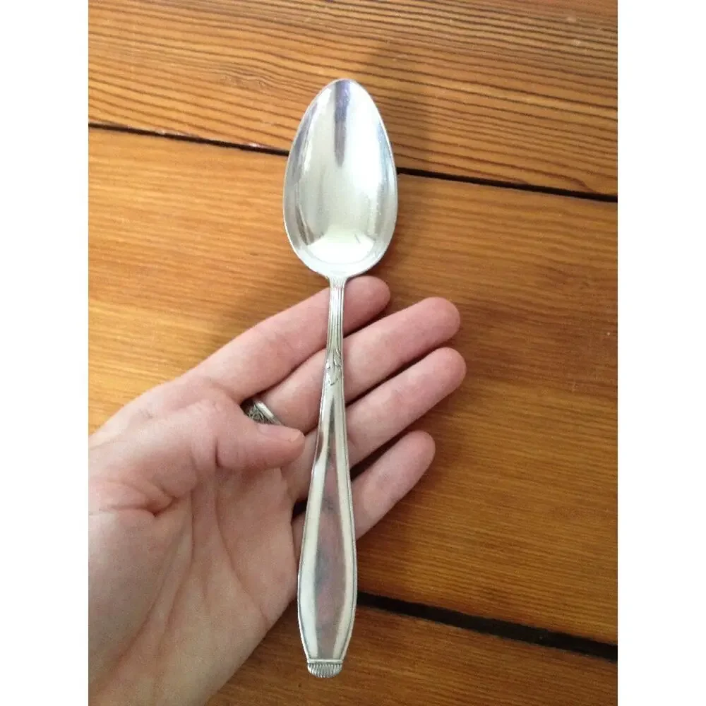 Pair of 2 Vitnage Antique WMF 90 Silverplate Fancy Leaf Spoons Flatware 7